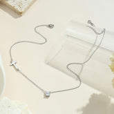 Gold Diamond & Sideway Cross Necklace for Women